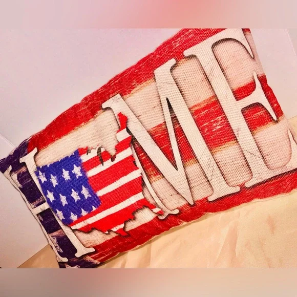 Stars Stripes Patriotic USA Map Flag Decorative Pillow Home Print Living Room